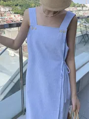 レトロ おしゃれ ノースリーブーブ カジュアルワンピース[K](T)