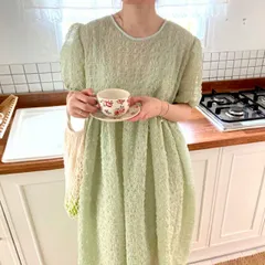 パフスリーブ ワンピース サスペンダー付き レディース 2点セット[K](T)