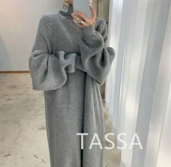 好感度UP シンプル ファッション 無地 3色 ハイネック ニットワンピース[K](T)