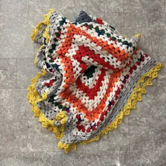 インポートラグ マルチクロス グラニーニット マルチカラー ヴィンテージ 大判 【縦131cm×横124cm】