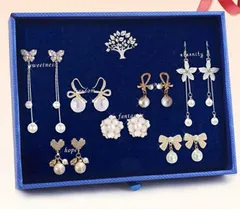 セット ピアス ロング バタフライ 花柄 誕生日プレゼント メタル[K](T)