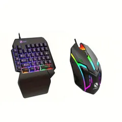 【RGBバックライト搭載】片手ゲーミングキーボード マウスセット エルゴノミックデザイン リストレスト付き USB接続 35キー PCゲーム ポータブルゲームコントローラー 数字キーパッド搭載【キーボードマウス】