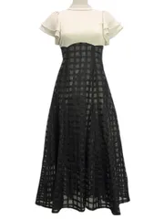 ダズリン dazzlin シアーチェックコルセットワンピース S オフホワイト 黒 ブラック レースアップ