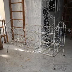 L3710-90 フランスアンティーク アイアン ベット ガーデニング アイアンベッド ソファ ブロカント ベビーベッド シャビー フランス