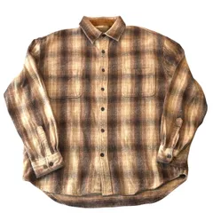 90s ST JOHN'S BAY Omble Check Flannel Shirt L セントジョンズベイ オンブレチェック フランネルシャツ ベージュ 古着