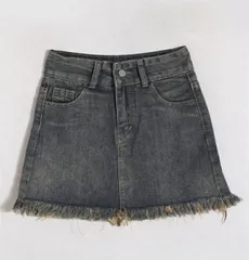 ハイウエスト タッセル デニム スリム ミニスカート お出かけ キュロット[K](T)