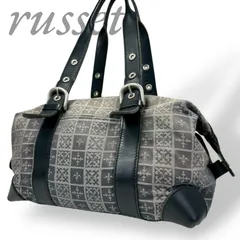 【B4211】russet ラシット ハンドバッグ モノグラム柄 百合紋章 キャンバス レザー ミニボストン グレー 肩掛け レディース 総柄