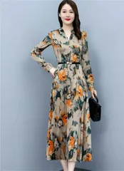 種類1：画像の色/M ロングスカート プリントワンピース (T)