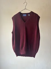 90s Pendleton Lamb wool knit Vneck vest ペンドルトン　ラムウール　Ｖネック　ニットベスト　ボルドー