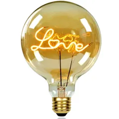 【在庫処分】ビッググローブ 100V E26ベース Love 4W調光可能 ゴールデンティントガラス G125ラブLEDフィラメント電球
