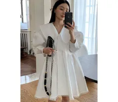 ワンピース 襟付き 若見せ レース 可愛い系[K](T)