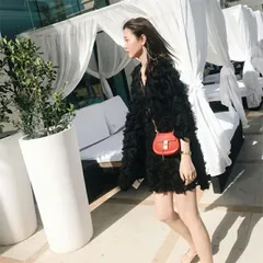 ミニスカート vネック シフォンワンピース 可愛い系 大きいサイズ[K](T)