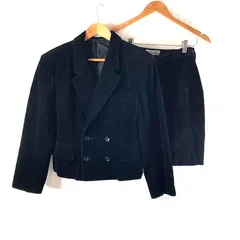 ニコルクラブ NICOLE CLUB セットアップ ジャケット スカート 裏地付き ダブルボタン コーデュロイ 日本製 黒 984520