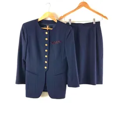 コージワタナベスティル KOJI WATANABE STYLE セットアップ ジャケット スカート スーツ ゴールドボタン ポケットチーフ付き 裏地付き 紺 ネイビー系 984522