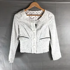ボディドレッシングデラックス Body Dressing Deluxe ジャケット サイドポケット ストライプ ボタン 裏地付き 日本製 白 黒 36サイズ 984525のサムネイル