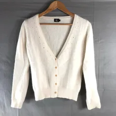 カルバンクライン Calvin Klein カーディガン Vネック ラインストーン付き アンゴラ混 ホワイト Mサイズ 985083のサムネイル