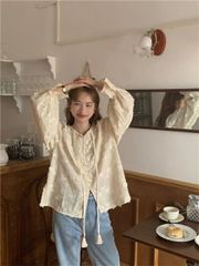 TODAYFUL リネン スタンドカラーくるみ釦シャツジャケット アース 
