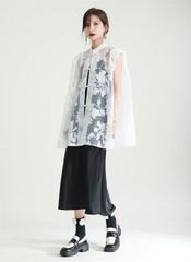 美品 INED リネン100% 長袖シャツ 大きいサイズ 15号 オーバーサイズ 