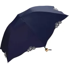 【在庫処分】Wpc. 日傘 折りたたみ傘 遮光ドームリムフラワー ミニ ネイビー 《遮光率100%・UVカット率100％・UPF50＋・晴雨兼用》55cm レディース 花柄 刺繍 大人可愛い 通勤 おしゃれ 可愛い 女性 801-12113-102