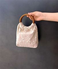 vintage昭和レトロ＊ヴィンテージアンティーク花飾り巾着レースフリル 