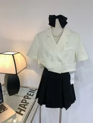 種類2：ブラック(キュロット)/M スリム 2点セット スーツコート キュロット ミニスカート (T)