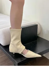 種類17：べージュ/23cm ローファー ホットガールスタイル ポインテッドトゥ レディースブーツ (T)