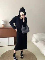 フード付き上着 ロングスカート セット (T)