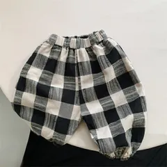 男の子ファッション チェック柄ロングパンツ (T)