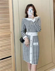 千鳥格子 セーターワンピース (T)