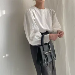 ラウンドネック パフスリーブ トップス (T)