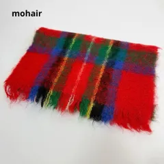 【フォロワー様クーポン配布中！】マルチカラー タータンチェック モヘア マフラー ストール ふわふわ 毛足長め 男女兼用 ユニセックス ビンテージ ヴィンテージ vintage 【S55】