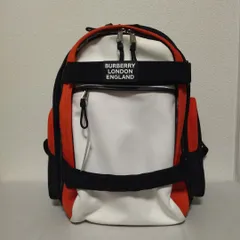 美品 バーバリー ナイロン バックパック リュックサック レッド×ホワイト ロゴ