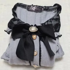 日本ヴィンテージ) ブラックハート 地雷系st レースフリル リボン ニットブラウス