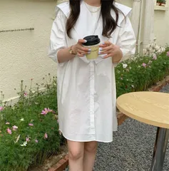 エレガント シングルブレスト クロス カジュアルワンピース[K](T)