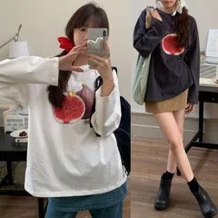 韓国系 おしゃれ 長袖Tシャツ (T)