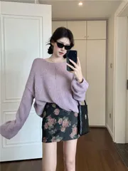 種類4：L/スカート 秋冬新作　韓国系カジュアルニットセーター/スカート (T)