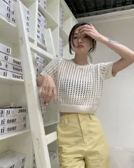 ファッション 清 プルオーバー 透け感 ミニ丈 ニット生地 セーター[K](T)