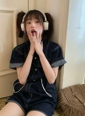 超美品‼︎】CHECK&COFFEE デニムサロペット - メルカリ