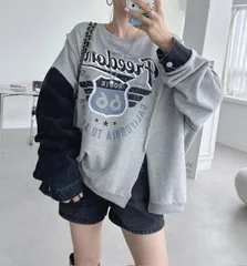 韓国風 気質 人気 運動系 カジュアル トップ トレーナー (T)