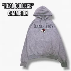 Champion カレッジパーカー MOUNT ST. MARY’S ロゴ ワッペン 霜降りグレー USA古着 フーディ CBOY ストリート一点物 CBOYスタイル