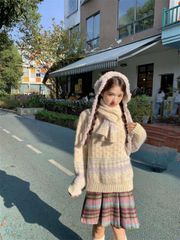 NKNIT グレー ネイビー ハートデザイン セーター - メルカリ