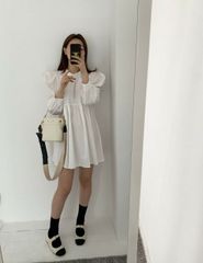 bibiy. EFFIE PLEATED DRESS ミニワンピース 白 - メルカリ
