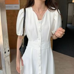CFCL 半袖 ニットワンピース ブラック オレンジ - メルカリ