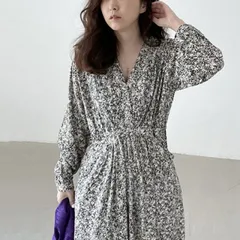 花柄 スカート フレンチ ドレス エレガント レディース レトロ 韓国ファッション[K](T)