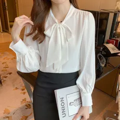 シフォンシャツ ブラウス レディース 長袖 リボン (T)