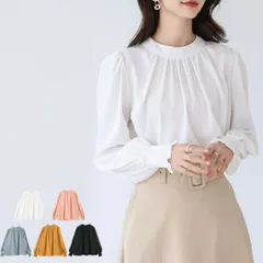 ブラウス 長袖シャツ レディース ラウンドネック (T)