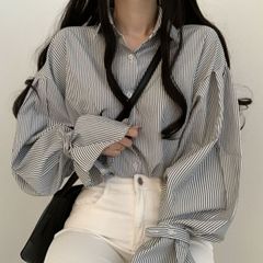 新品・タグ付き】hinari マルチWAYストライプシャツ クリーム FREE 