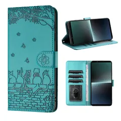 【数量限定】For Xperia 1 V ケース 手帳型 スマホケース 人気 ソニー xperia 1 v so-51d / sog10 ケース 手帳型 おしゃれ 上質PUレザー 本革 エクスペリア1 v ケース スマホケース カバー かわいい猫と美しい桜柄