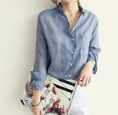 リネン長袖シャツ レディース (T)