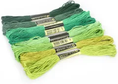 刺繍糸 8束, グリーン系 7.5m クロスステッチ 縫い糸 DIY 手芸用糸 